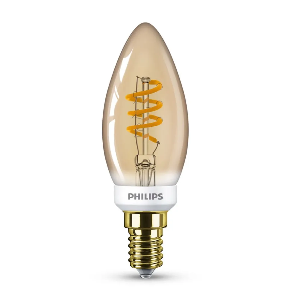 Philips Classic B35 LED kaarslamp goud E14 2,5W
