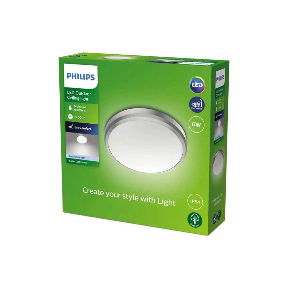 Philips Doris LED buitenlamp IP54 4.000K nikkel