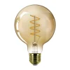 Philips E27 LED bol G95 5,5W dimbaar 2.200K goud
