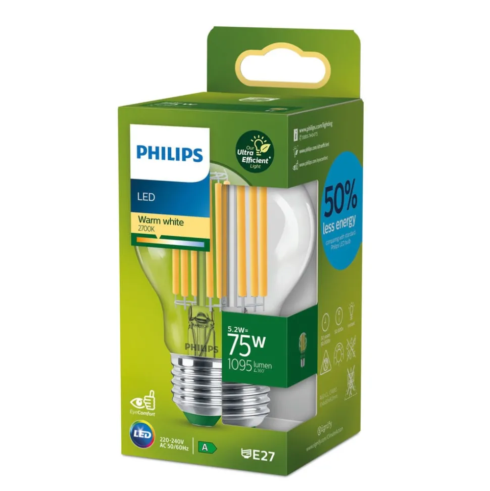 Philips E27 LED lamp A60 5,2W 1095lm 2.700K helder