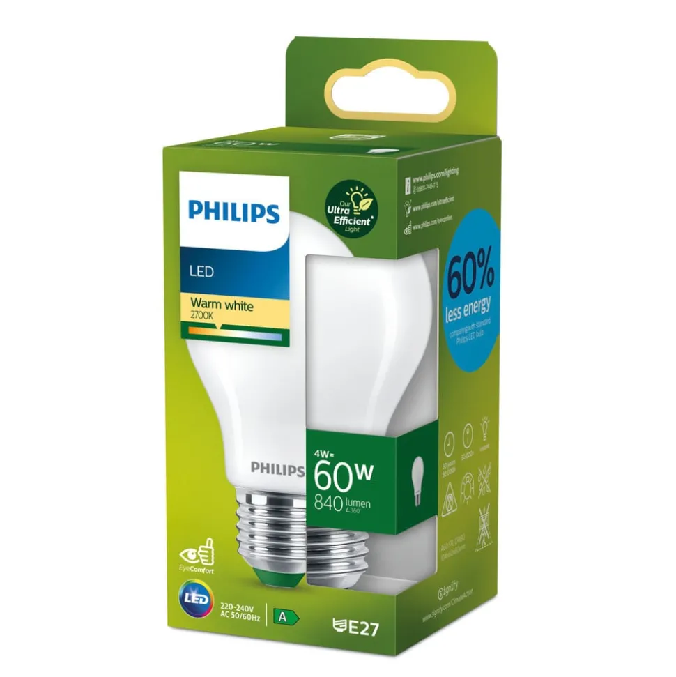 Philips E27 LED lamp A60 4W 840lm 2.700K mat