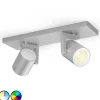 Philips Hue Argenta LED-spot 2-lamps aluminium