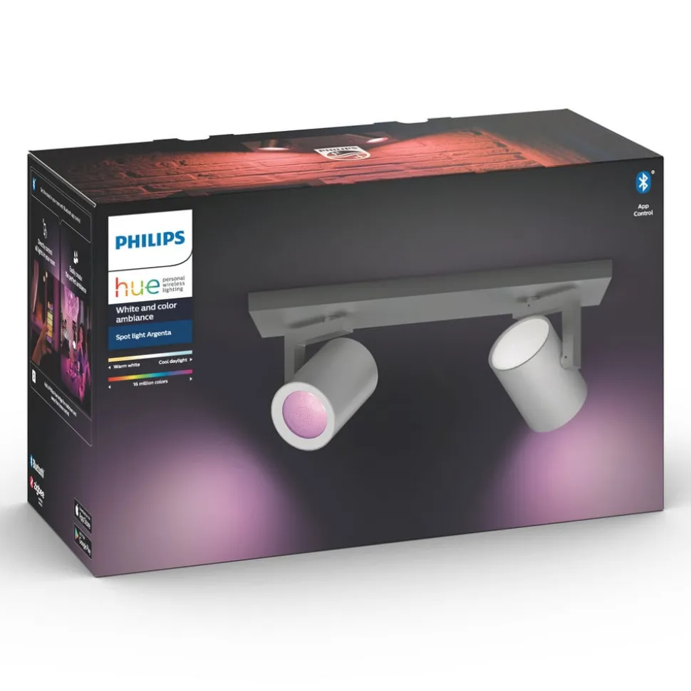Philips Hue Argenta LED-spot 2-lamps aluminium