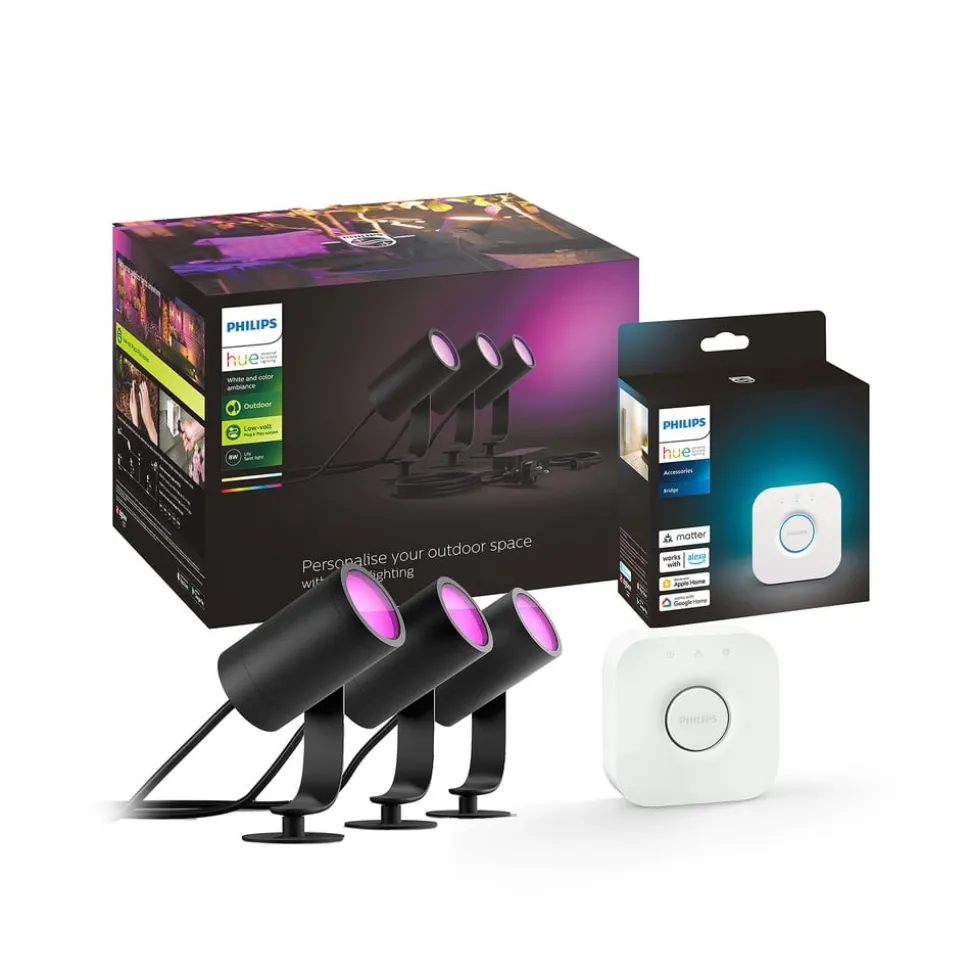 Philips Hue LED spot Lily, set van 3, bridge, RGB, CCT, IP65