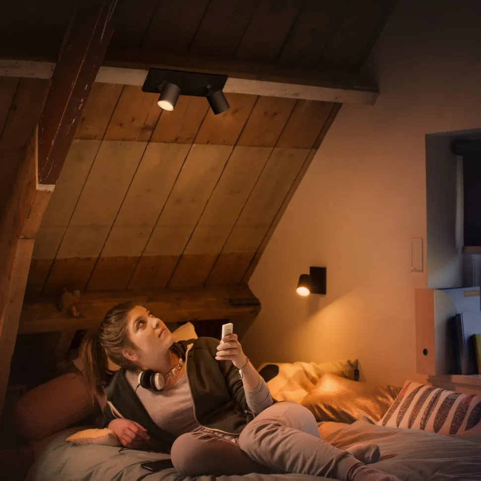 Philips Hue Runner LED spot, 2-lamps, dimschakelaar, zwart