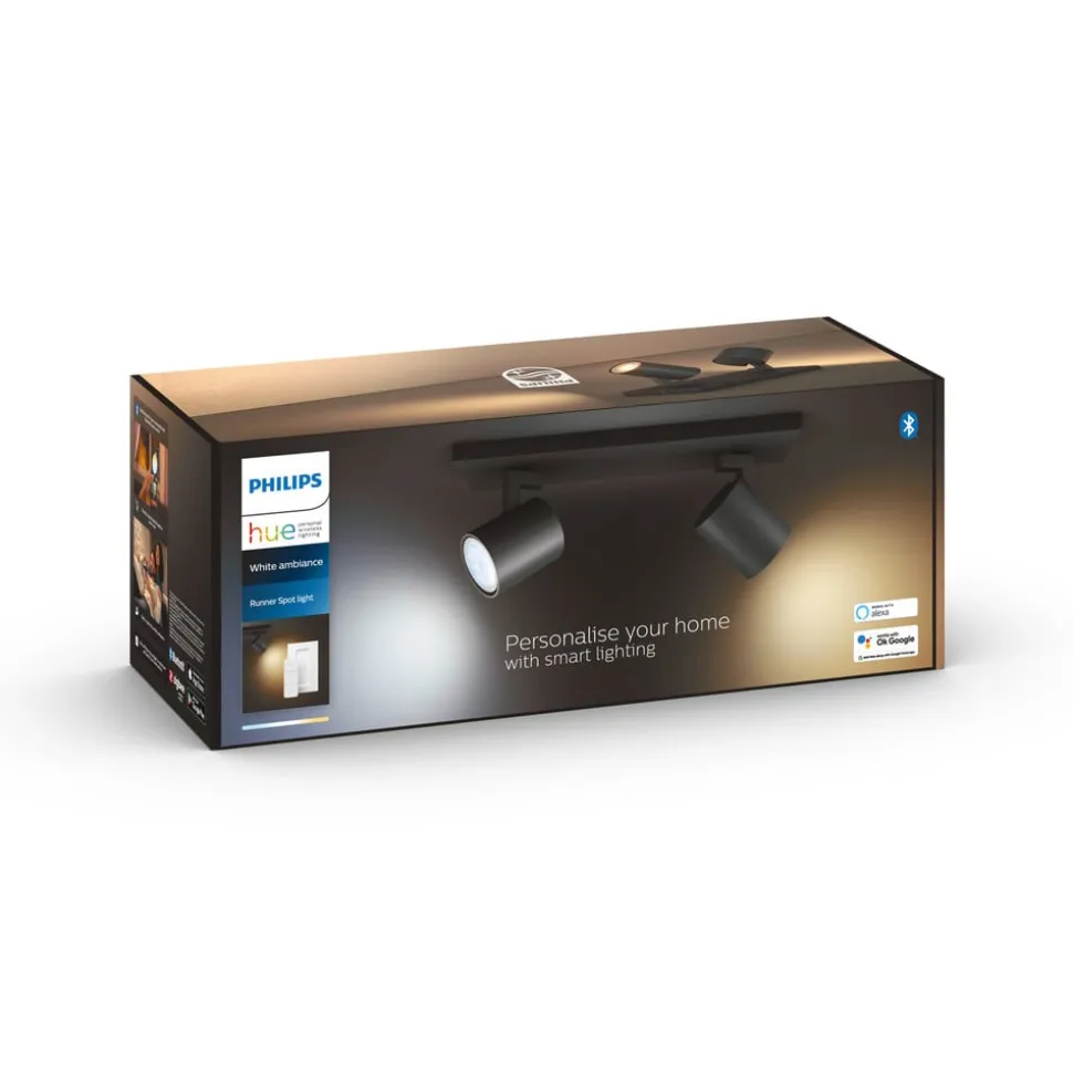Philips Hue Runner LED spot, 2-lamps, dimschakelaar, zwart