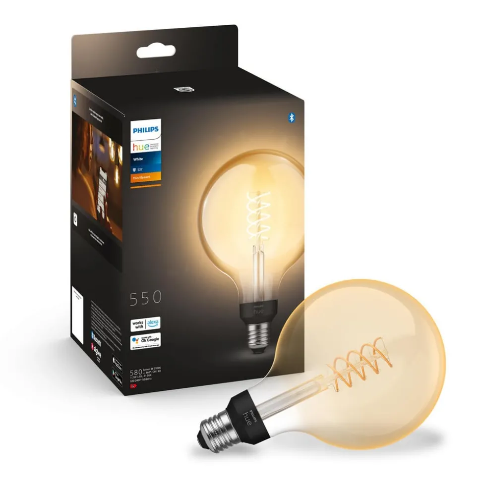 Philips Hue White E27 7W Globe filament G125 550lm