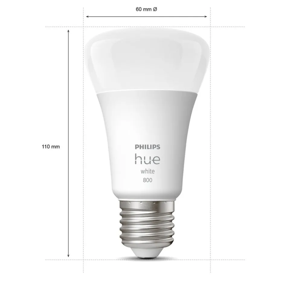Philips Hue White 9W E27 LED lamp, 2 per set