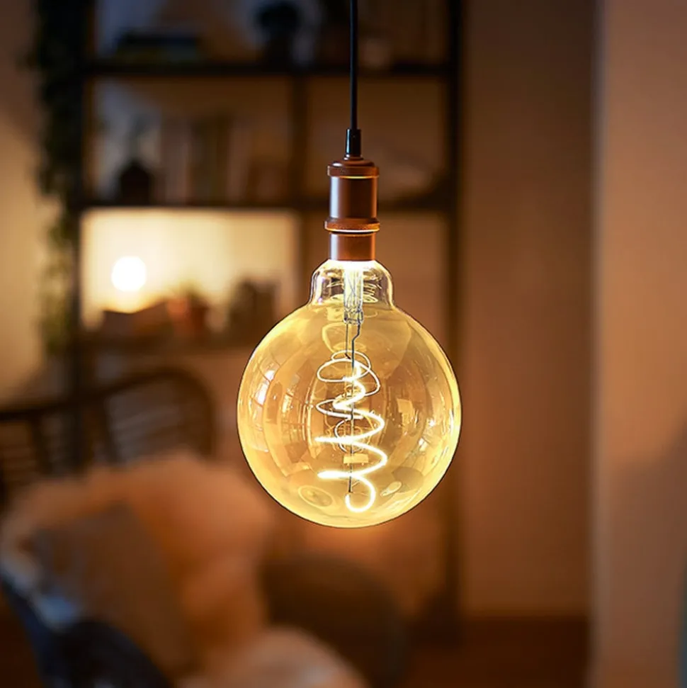 Philips LED bollamp E27 G95 4W 1.800K goud