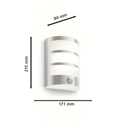 Philips LED buitenwandlamp Python UE, grijs, sensor