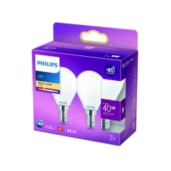 Philips LED druppellamp E14 4,3W 2.700K opaal per2