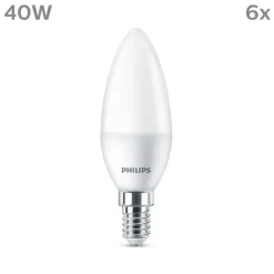 Philips LED kaars E14 4,9W 470m 2.700K mat per 6