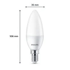 Philips LED kaars E14 4,9W 470m 2.700K mat per 6