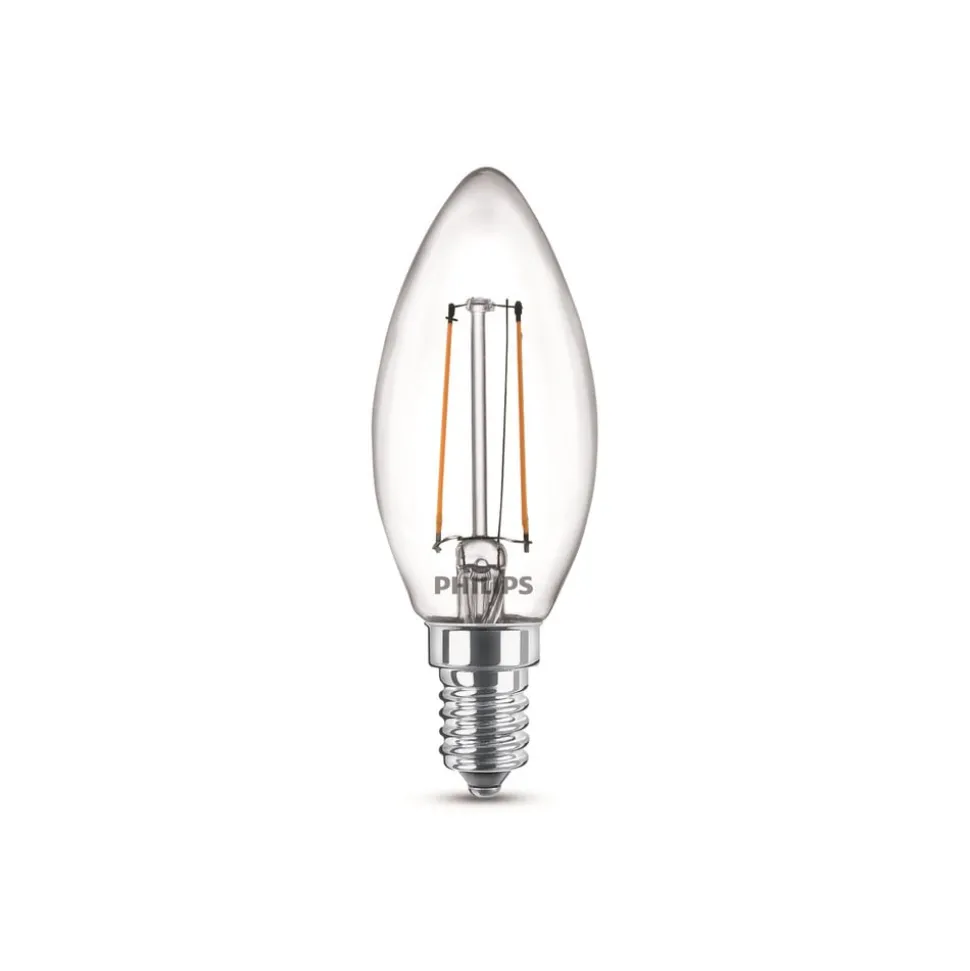 Philips LED kaars filament E14 2W 2.700K 2 per pak