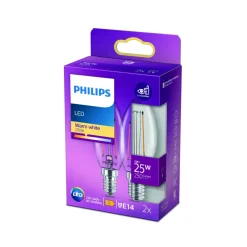 Philips LED kaars filament E14 2W 2.700K 2 per pak