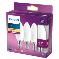 Philips LED kaarslamp E14 B35 4,3W mat 3/pak