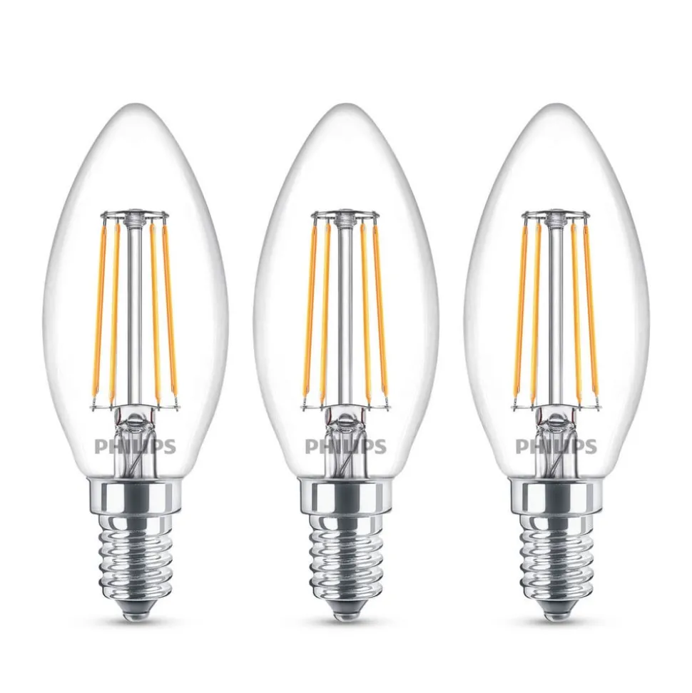 Philips LED kaarslamp E14 B35 4,3W helder 3/pak