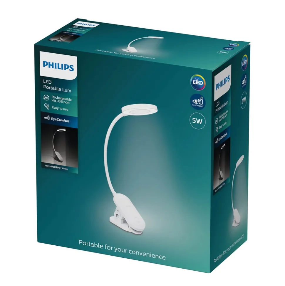 Philips LED klemlamp Forys met accu