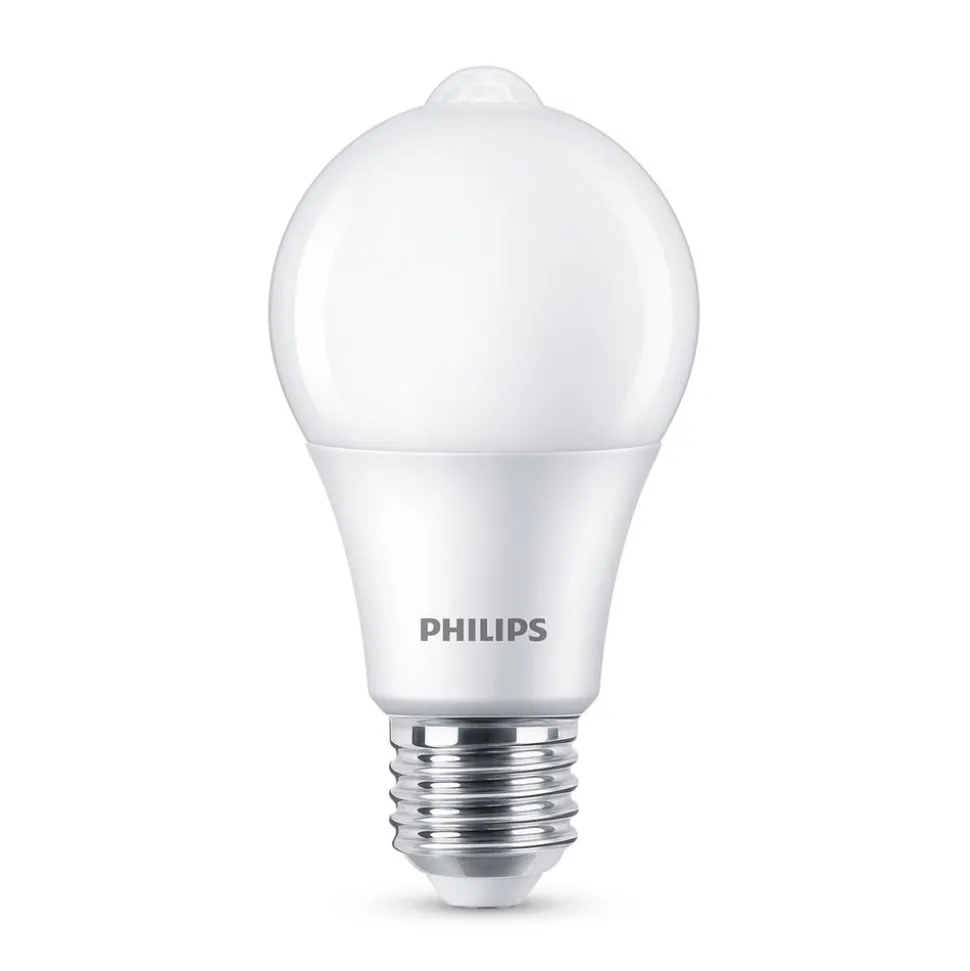 Philips LED lamp E27 A60 sensor 8W 2.700K mat