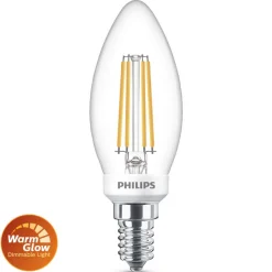 Philips LED lamp, E14 B35, 3,4 W, 2.700 K, WarmGlow