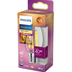 Philips LED lamp, E14 B35, 3,4 W, 2.700 K, WarmGlow