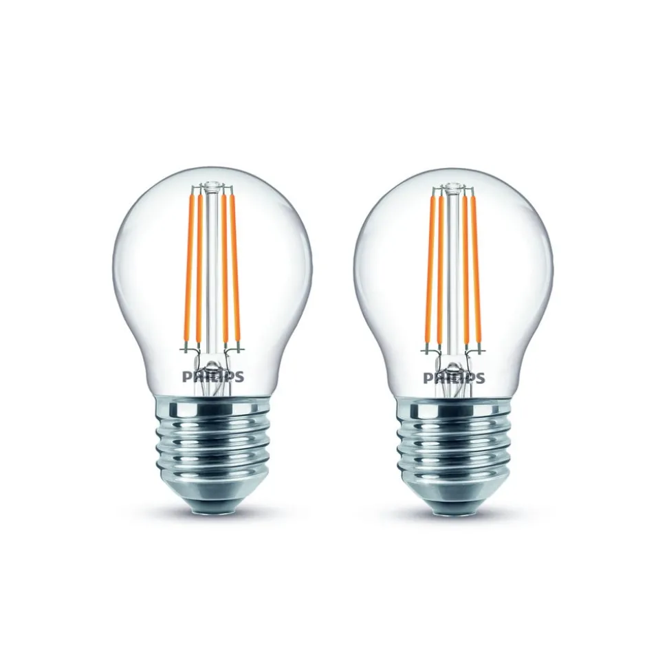 Philips LED lamp E27 P45 4,3W filament 2700K per 2
