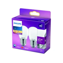 Philips LED lamp E27 P45 4,3W 2.700K opaal per 2