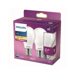 Philips LED lamp E27 4,5W 2.700K opaal 2 per pak