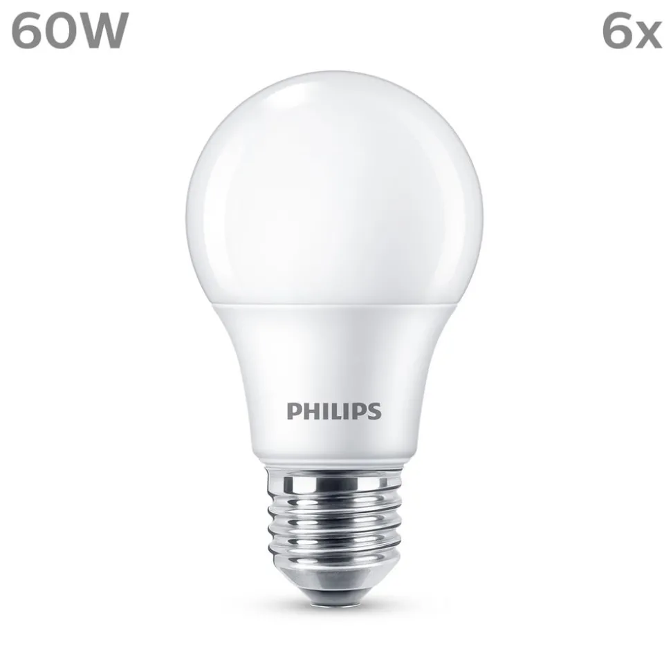 Philips LED lamp E27 8W 806lm 2.700K mat per 6