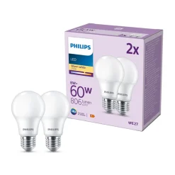 Philips LED lamp E27 8W 806lm 2.700K mat per 2