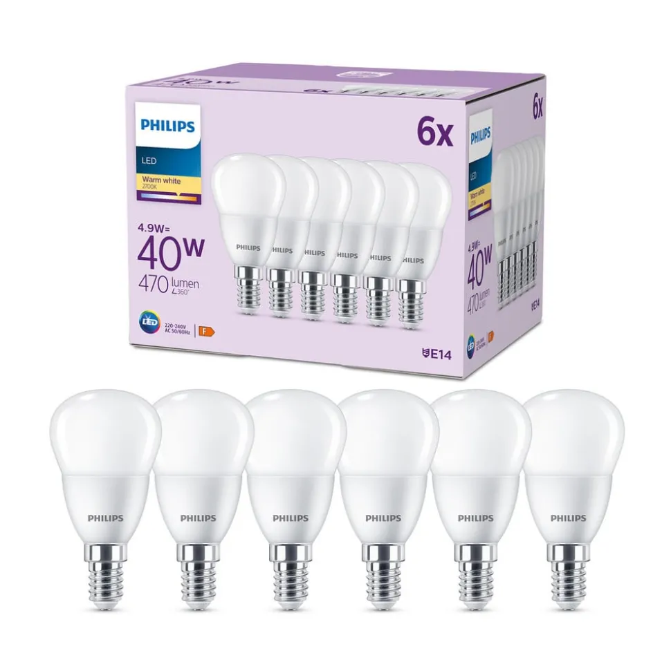 Philips LED lamp E14 4,9W 470m 2.700K mat per 6