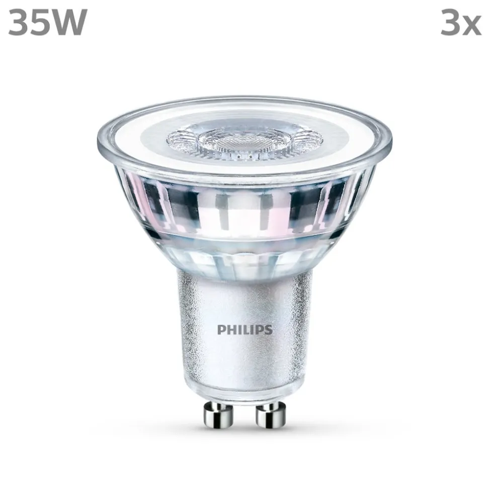Philips LED lamp GU10 3,5W 275lm 840 helder 36° 3st