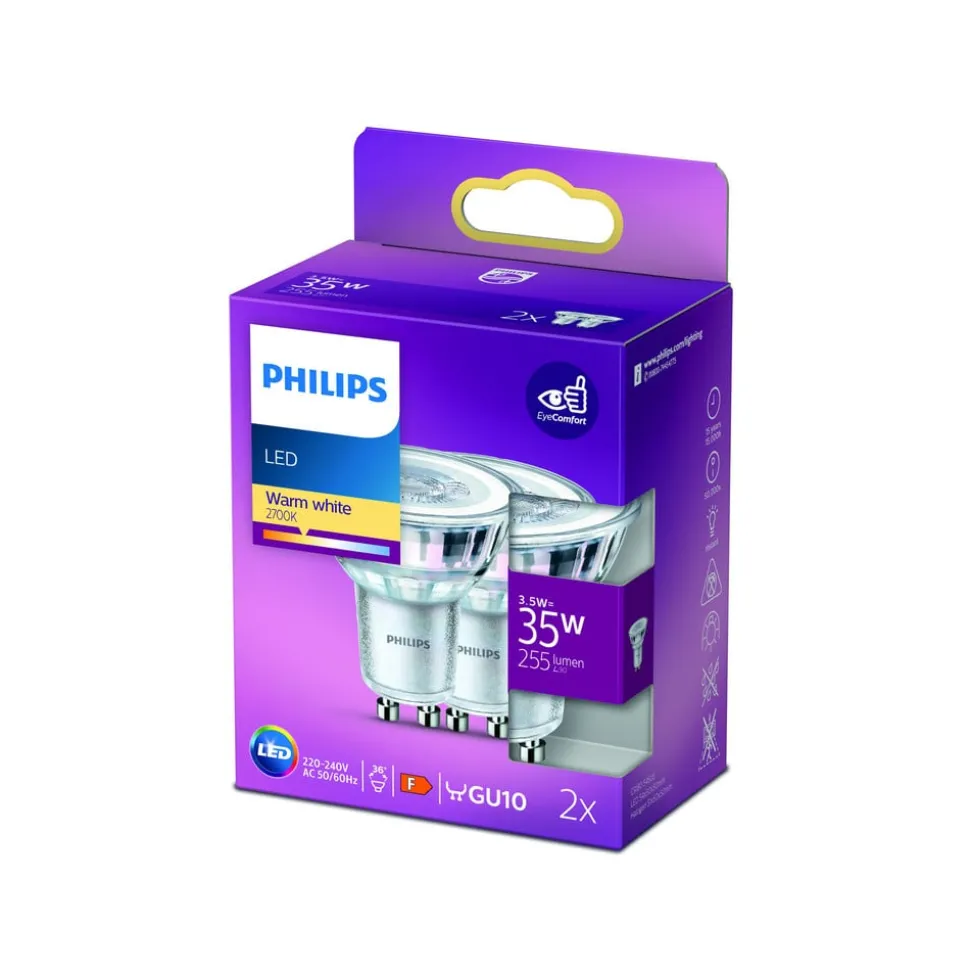 Philips LED reflector GU10 3,5W 2.700K 36° 2er