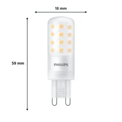 Philips LED stiftlamp, G9, 4W, mat, 480lm, 2.700K, dimbaar