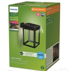 Philips LED wandlamp Camill zwart/helder, 14 x 14 cm