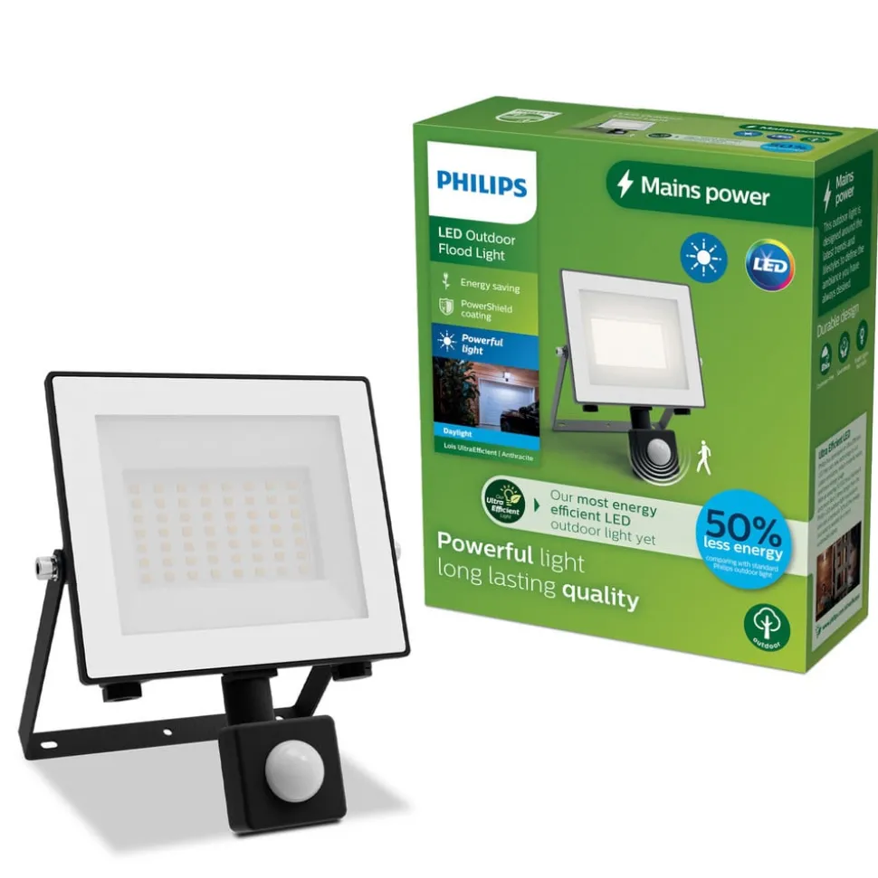 Philips LED-buitenspot Lois UE Sensor, 14 W, 5.000 K IP65