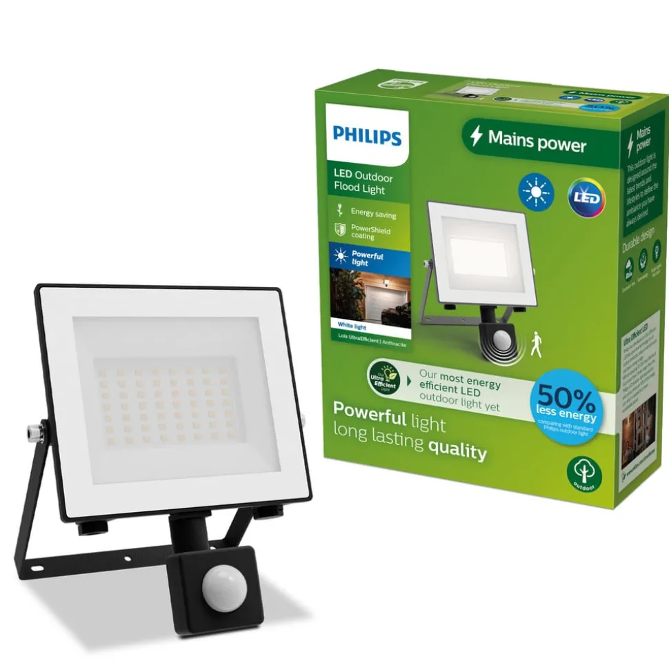 Philips LED-buitenspot Lois UE Sensor, 14 W, 3.000 K IP65