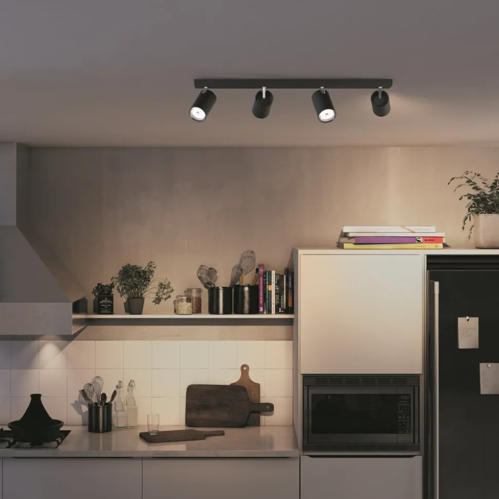 Philips myLiving Kosipo spot GU10 zwart 4-lamps