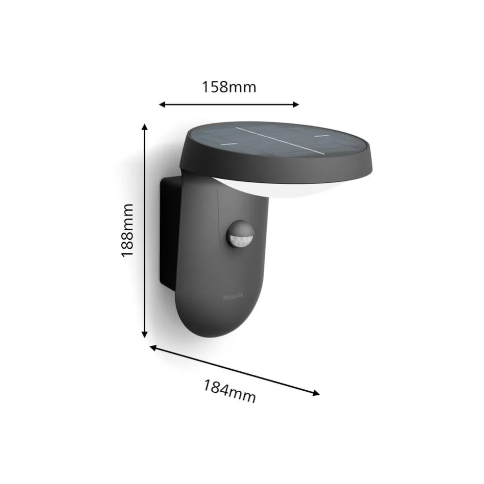 Philips Tyla solar-buitenwandlamp, sensor, A-label