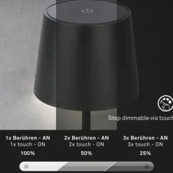 Piha LED tafellamp met oplaadbare batterij, zwart