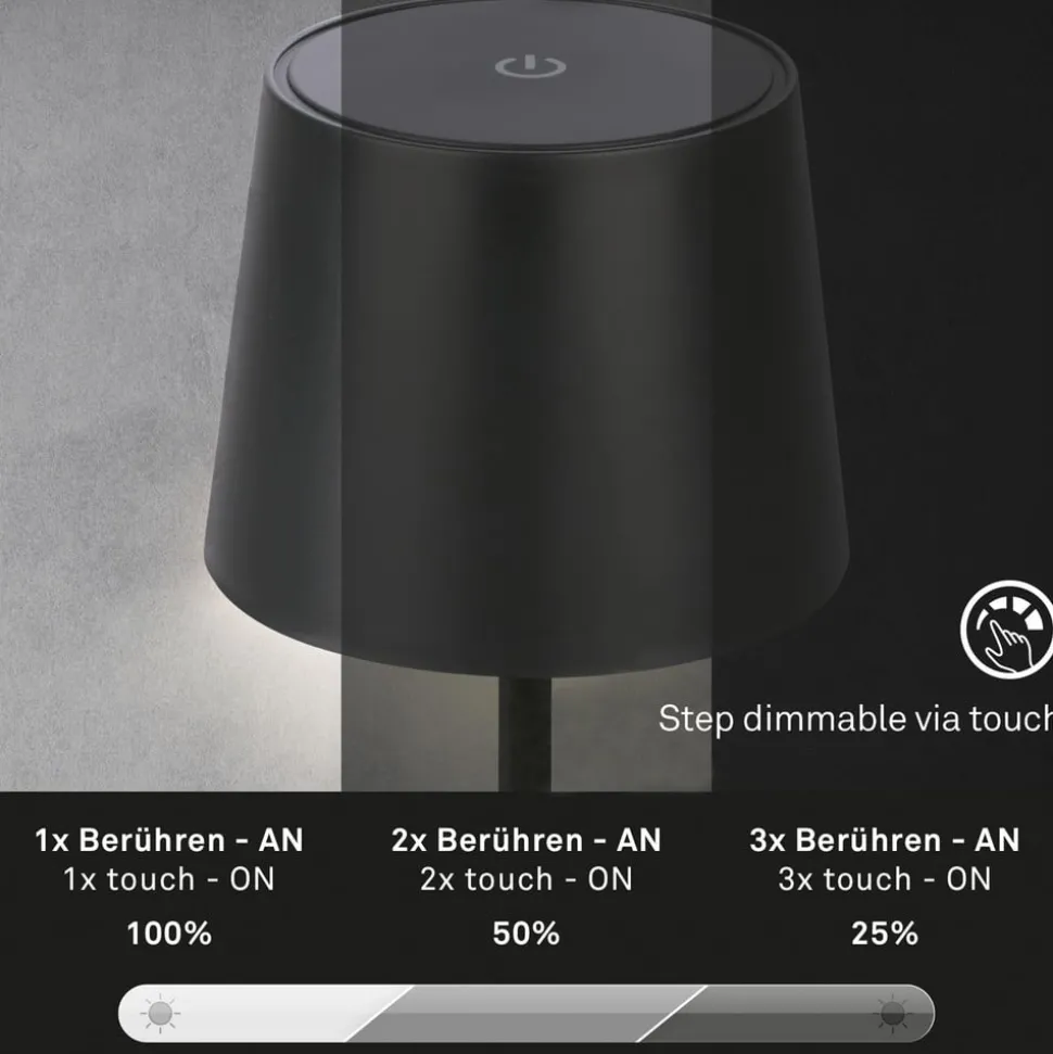 Piha LED tafellamp met oplaadbare batterij, zwart