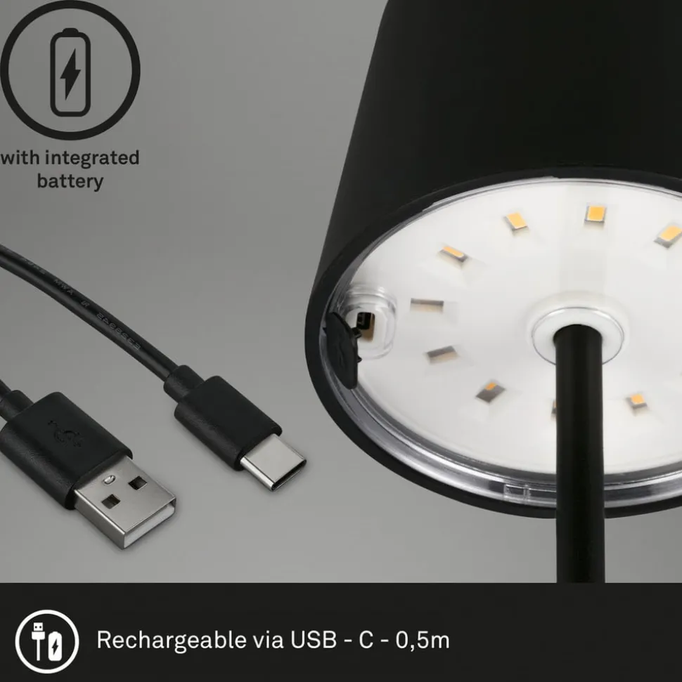 Piha LED tafellamp met oplaadbare batterij, zwart