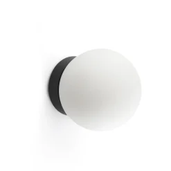 Ping LED wandlamp, zwart/opaal, glas, aluminium, Ø 10 cm