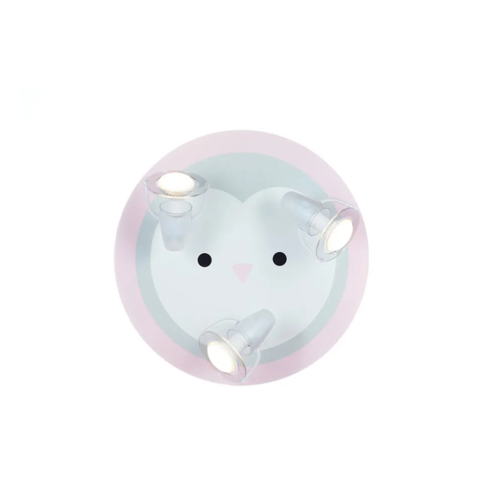 Pinguin 3-lamps plafondspot met rand in roze