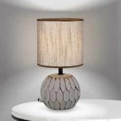 Pinia tafellamp, bruin, hoogte 27,5 cm, keramiek/linnen