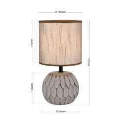 Pinia tafellamp, bruin, hoogte 27,5 cm, keramiek/linnen