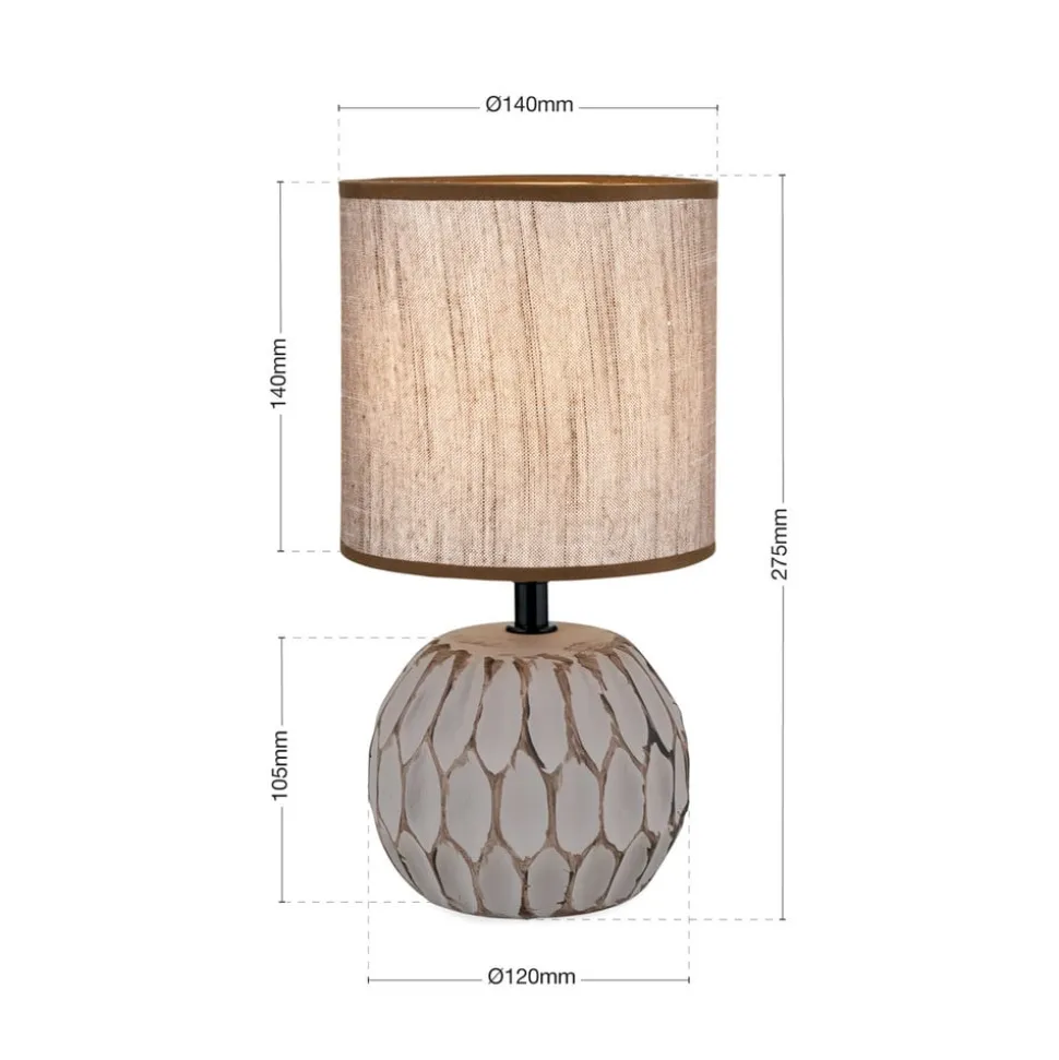 Pinia tafellamp, bruin, hoogte 27,5 cm, keramiek/linnen