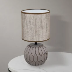 Pinia tafellamp, bruin, hoogte 27,5 cm, keramiek/linnen