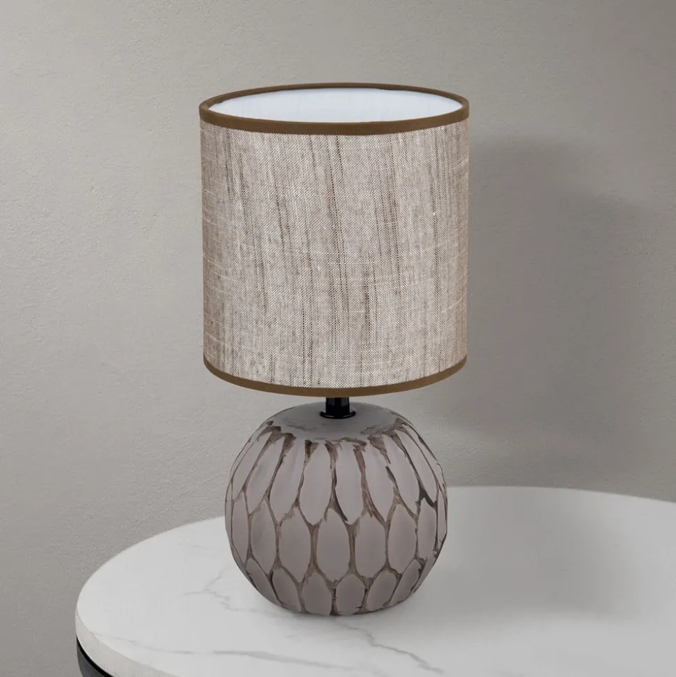 Pinia tafellamp, bruin, hoogte 27,5 cm, keramiek/linnen