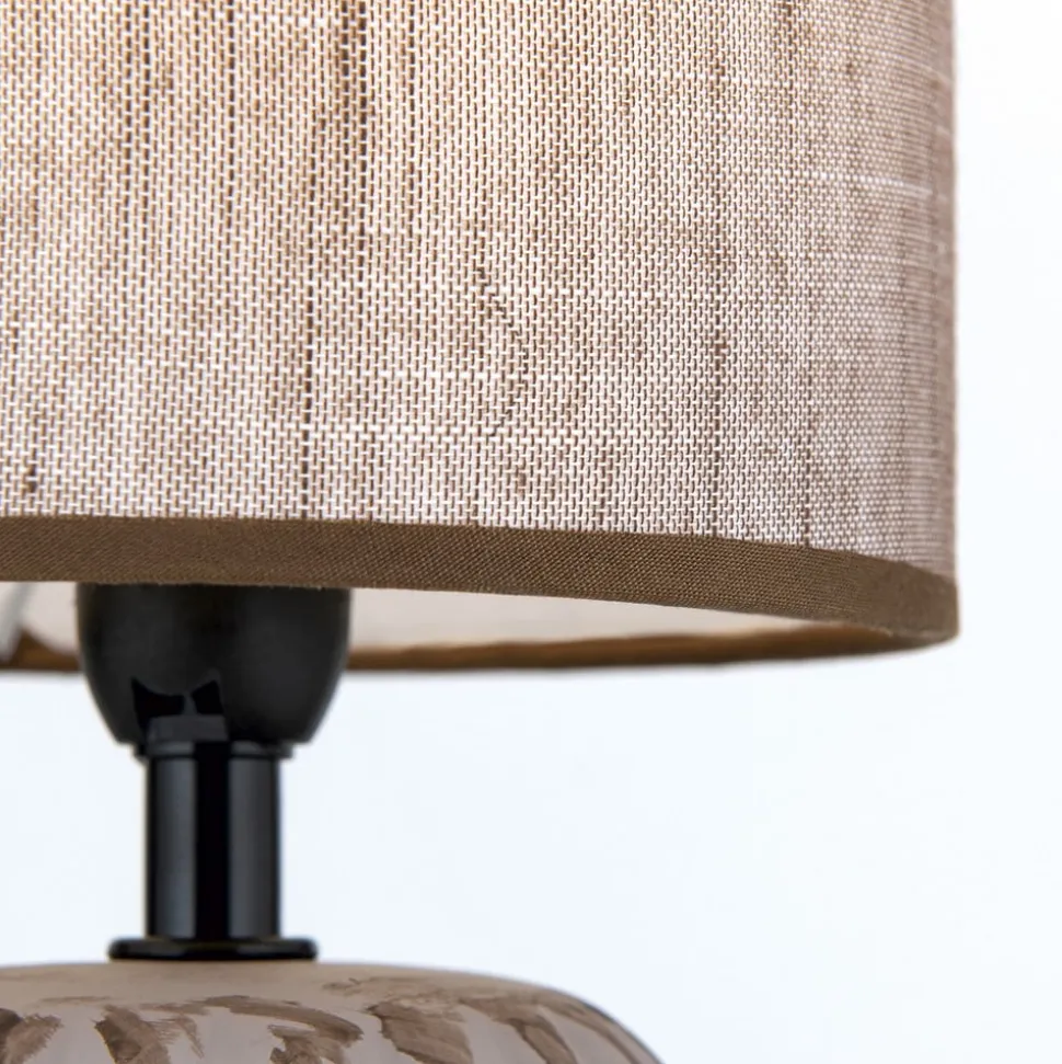 Pinia tafellamp, bruin, hoogte 27,5 cm, keramiek/linnen